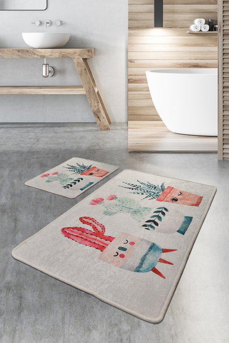 Mijölnir Juego de alfombras de baño Happy Cactus Multicolor Mijölnir Juego de alfombras de baño Happy Cactus Multicolor